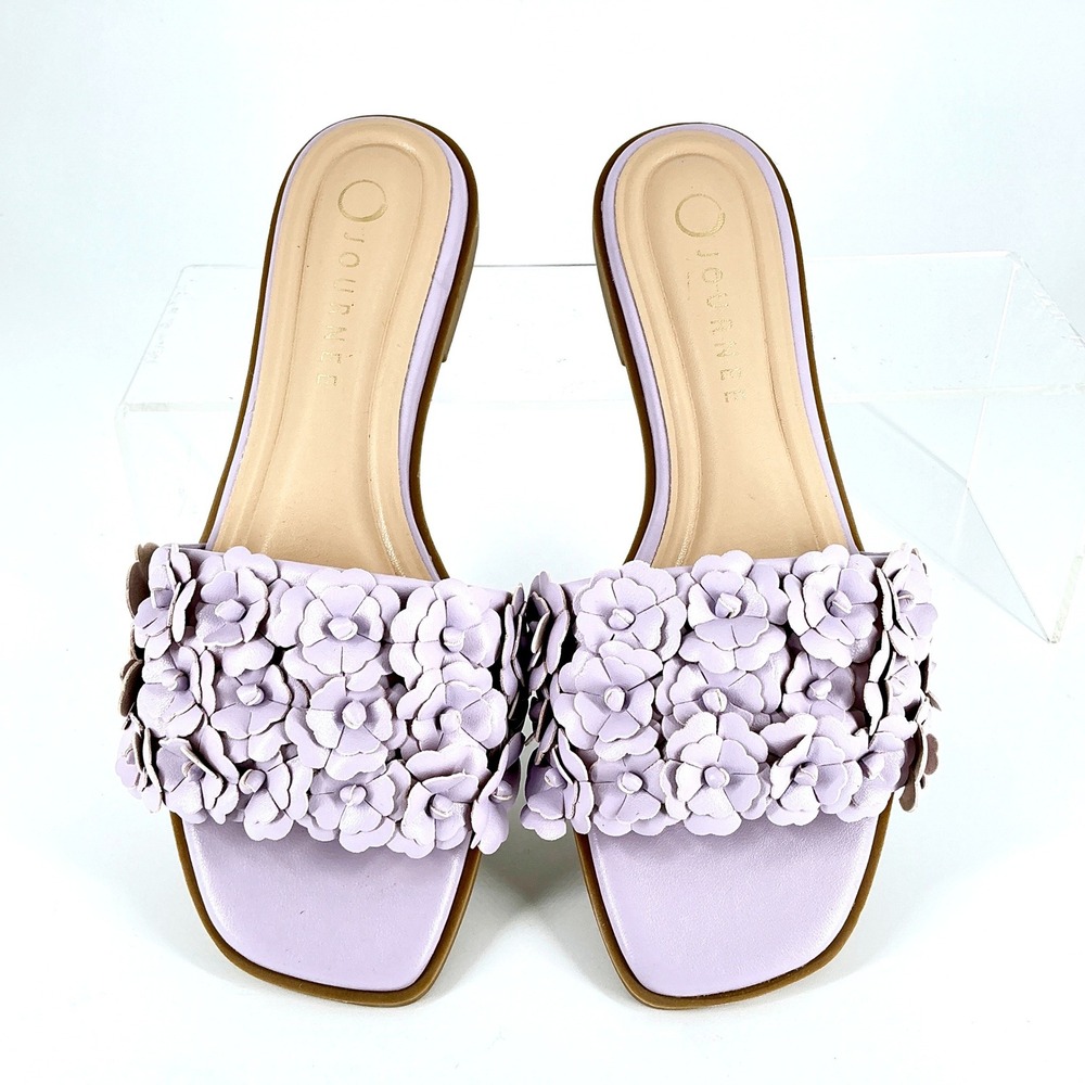 Journee Collection Size 7.5 Lavender Purple Floral‎ Slide Sandals NEW Azalea